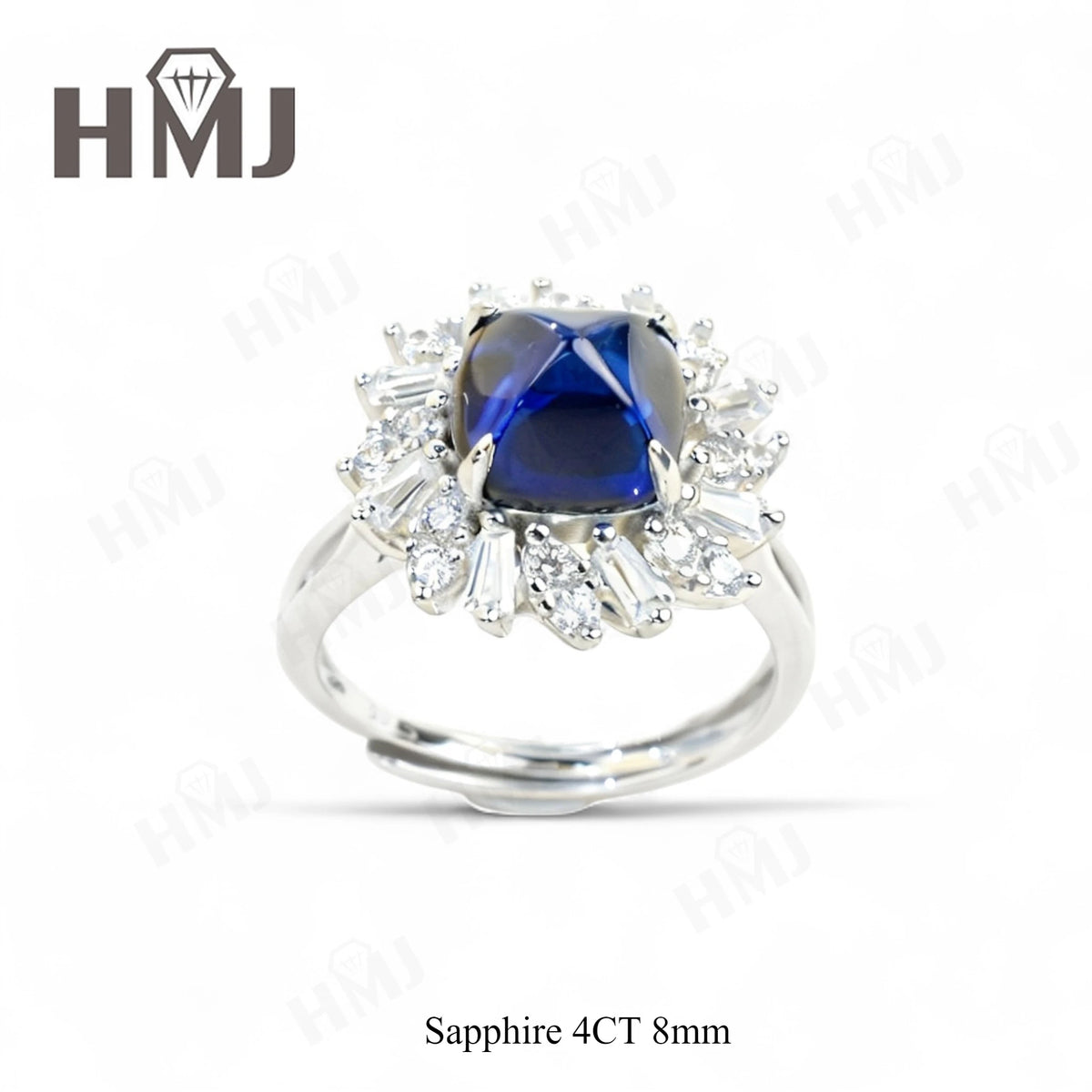 Finger Ring with 4CT Sugar Tower Lab Grown Sapphire Padparadscha 925 Silver for Women Man Engagement Banquet Accasion Christmas