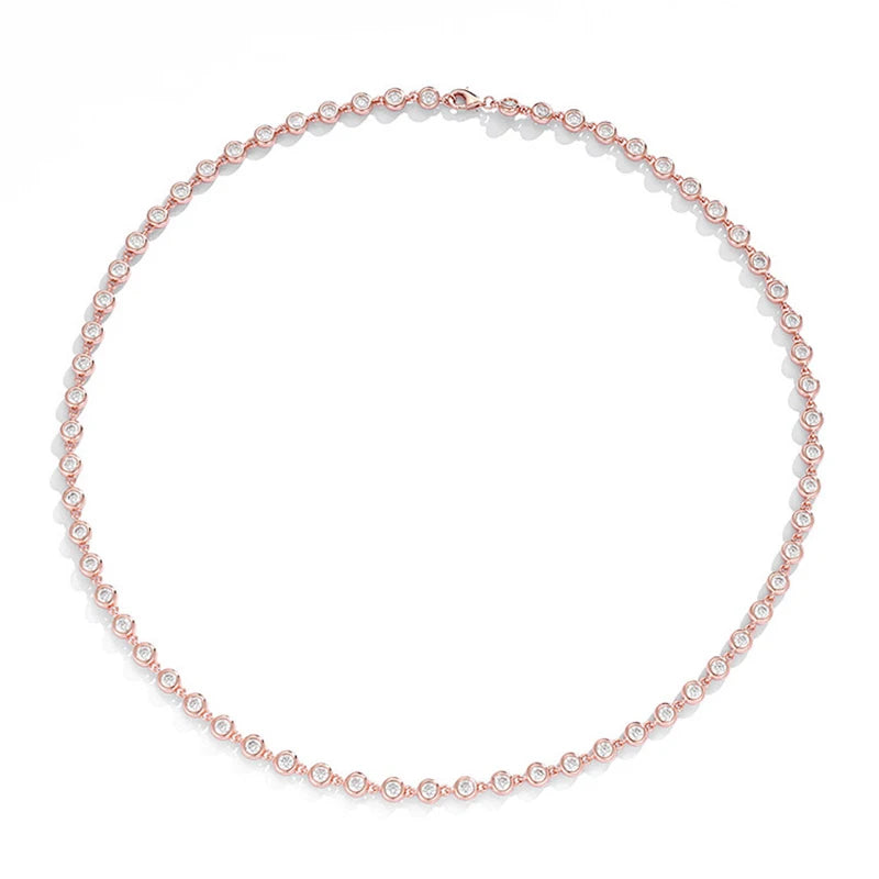 3mm Real Moissanite Bubble Chain Necklace 925 Sterling Silver Iced Diamond Tennis Necklaces Women Hiphop Jewelry Pass Tester