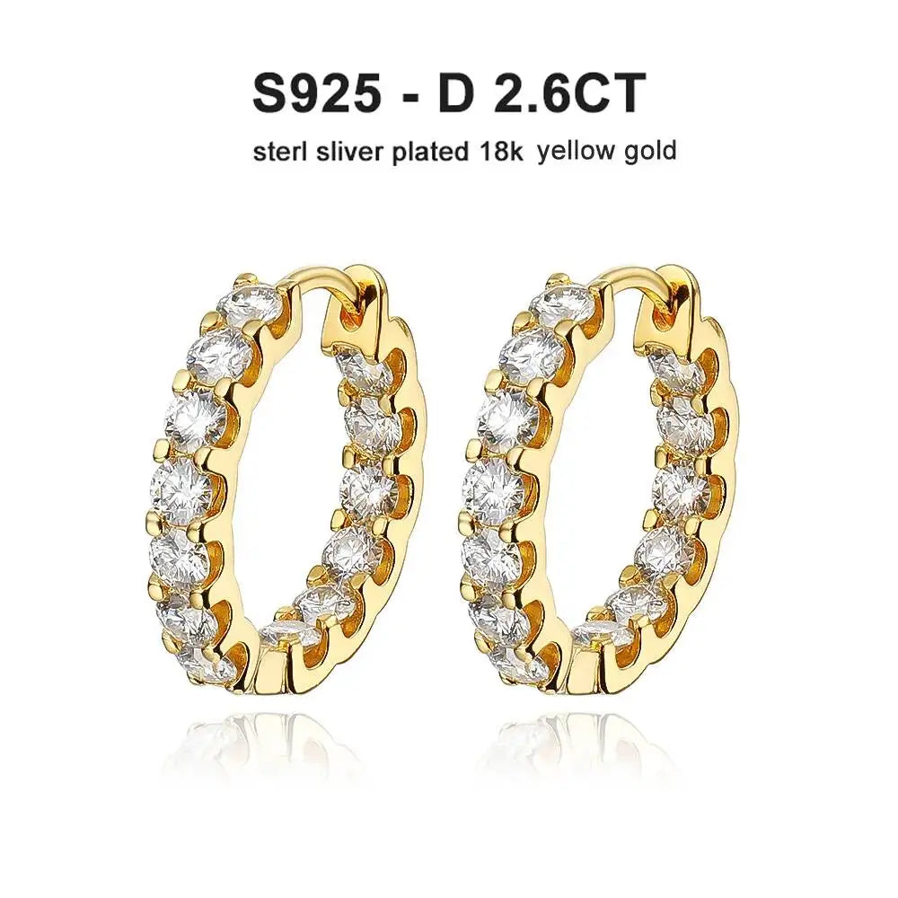 2.6Ct D Color Moissanite 925 Sterling Sliver Plated White Gold Hoop Earring For Women Wedding Party Jewelry
