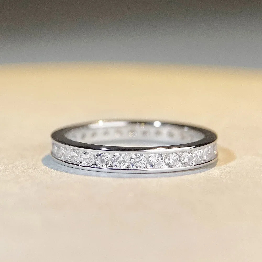 18K white gold versatile and layered tail ring gift for your girlfriend, daily moissanite diamond white gold Pt950 high jewelry