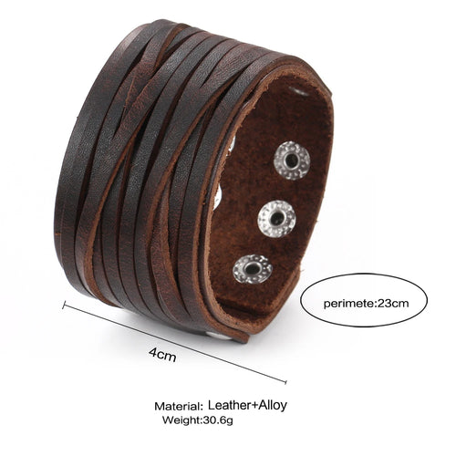 2 Pcs Punk Leather Cuff Bracelet Adjustable Straps Wrap Bracelets Cuff Gothic Leather Wristbands for Men, Women