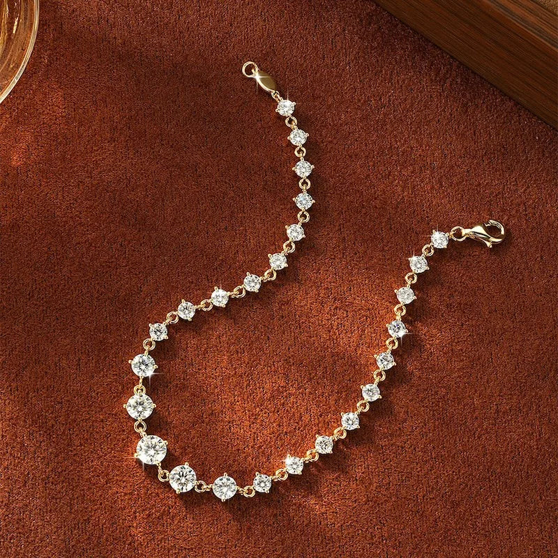 Rrjzz 5mm&4.5mm&4mm D-Color Moissanite Climber Bracelet for Women CZ Lab Imitation Diamond 18CM Charm Bracelets Jewelry Gifts