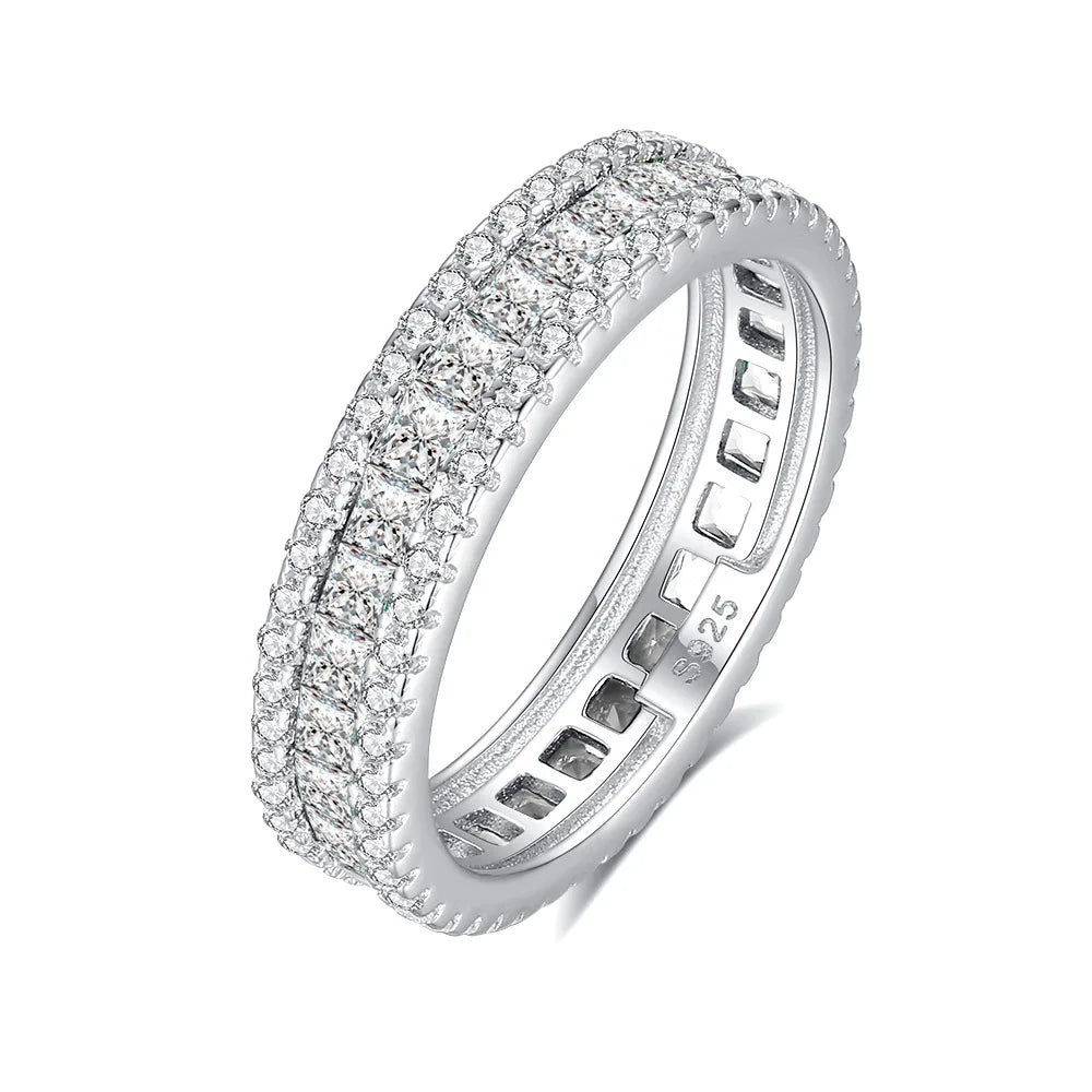 MUSHAN Luxury Jewelry Square Rainbow Gemstones Ring for Women 925 Sterling Silver Rings Bands S925 Luxury Fine Jewelry