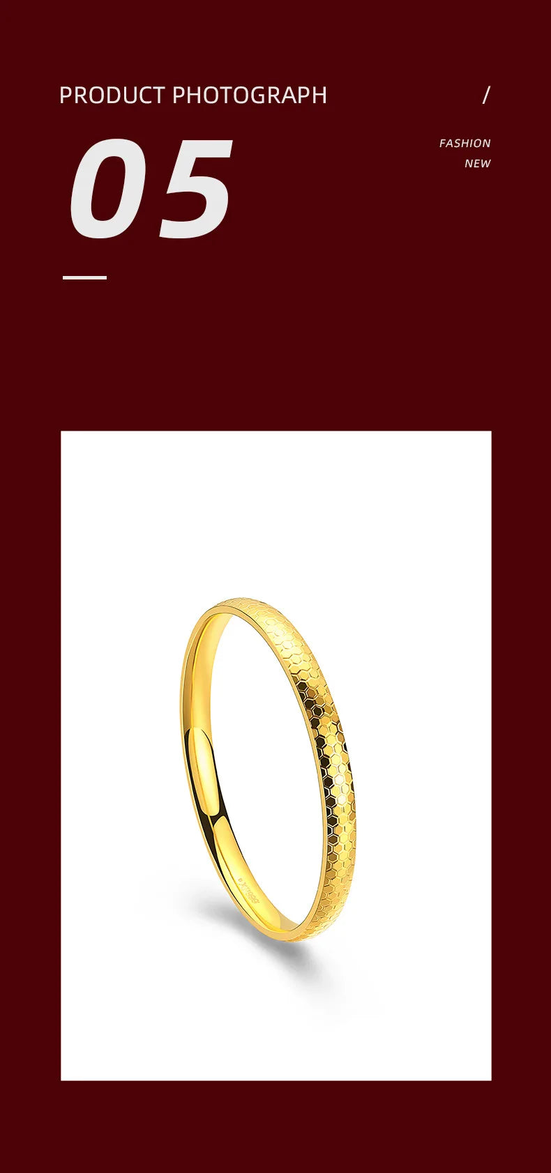 18K Yellow Gold Bangle Bracelet for Women Never Fade High Quality Fine Jewelry Wedding Engagement Bridal Party Gift for Her