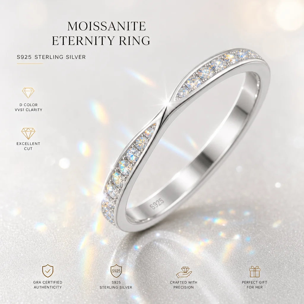 Women's Moissanite Rings With GRA Certificate S925 Sterling Silver Luxury Band Sparkling Rings Wedding Anniversary Party Gifts
