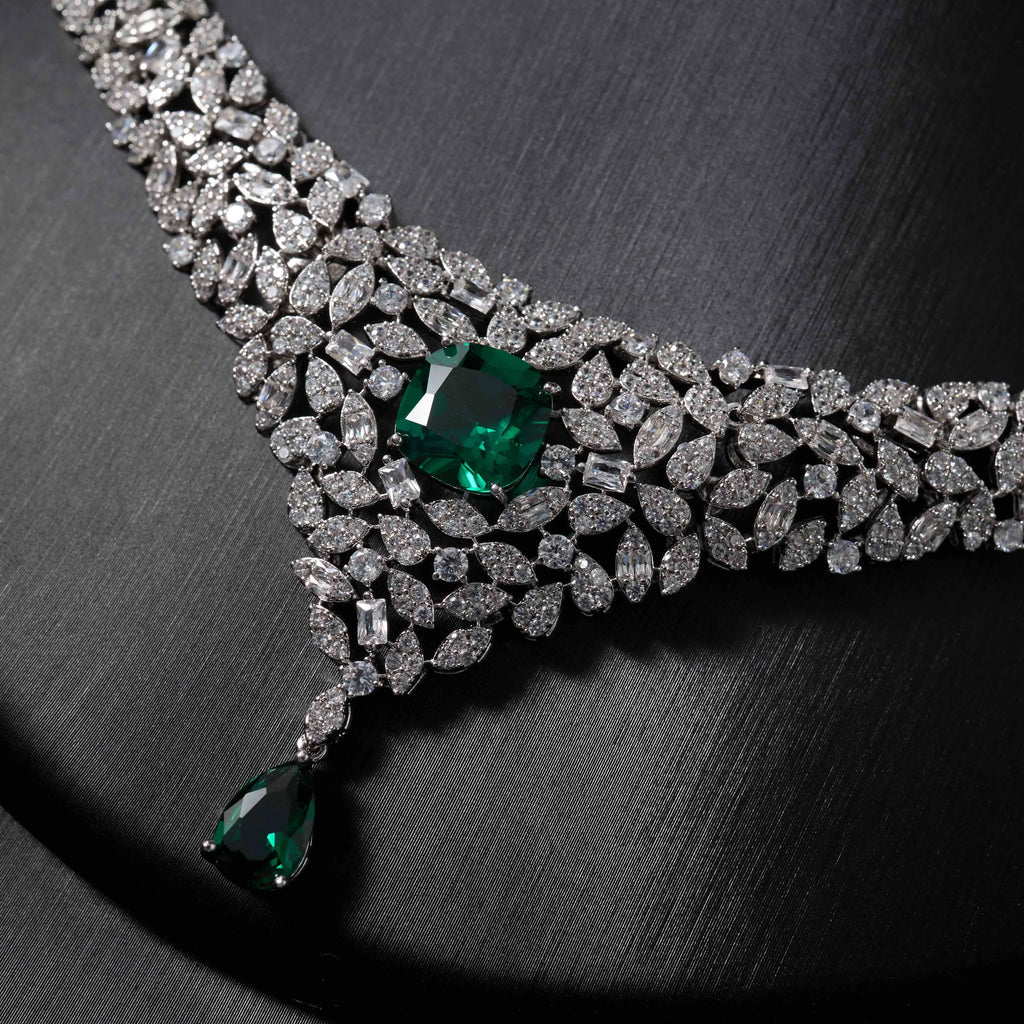 023818 Women Necklace Sets Cubic Zirconia Bridal Jewelry DuBai Saudi Wedding Engagement Party Festival Jewel Accessory