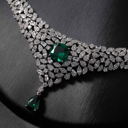 023818 Women Necklace Sets Cubic Zirconia Bridal Jewelry DuBai Saudi Wedding Engagement Party Festival Jewel Accessory