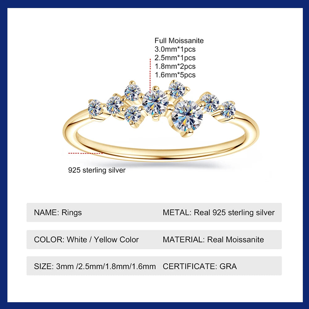 Delicate Full Moissanite Rings For Women 925 Sterling Silver Diamond Wedding Band Women's Stackable Tiny Ring Anniversary Gift