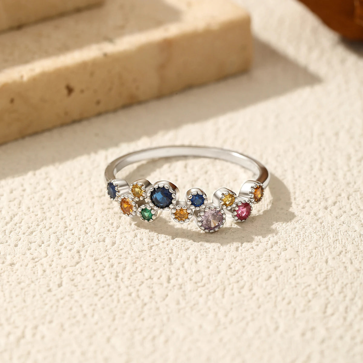 MODIAN 925 Sterling Silver Multi-Color Zirconia Ring Dazzling Sparkling Finger Rings  For Women Luxury Fine Jewelry Party Gift