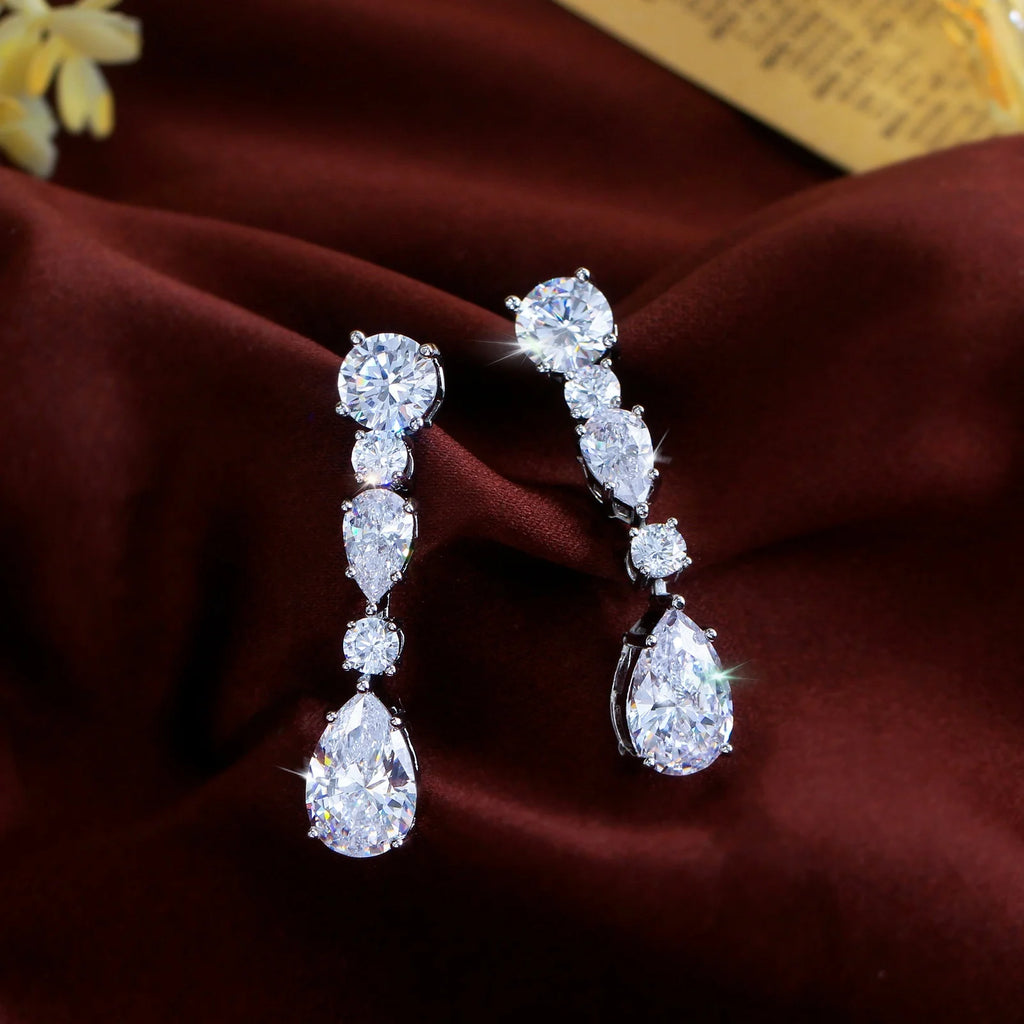 Pera Classic Shiny High Quality Cubic Zirconia Long Water Drop Dangle Earrings for Women Bridal Party Wedding Jewelry DE041