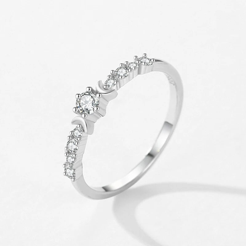 Ailmay Real 925 Sterling Silver Shining Elegant Crown Zirconia Wedding Finger Rings For Women Engagement Statement Jewelry Gift