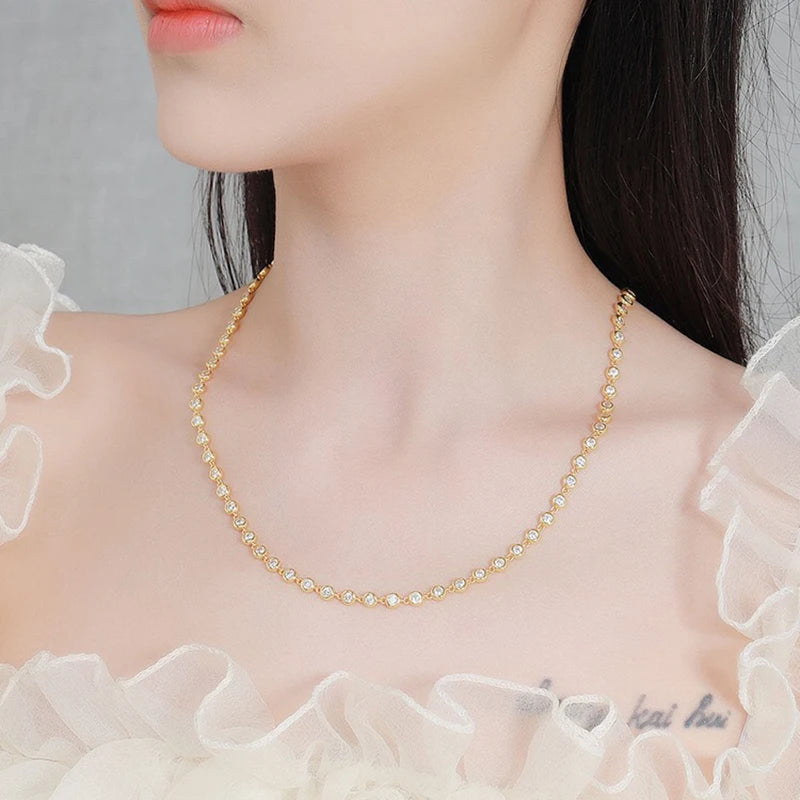 3mm Real Moissanite Bubble Chain Necklace 925 Sterling Silver Iced Diamond Tennis Necklaces Women Hiphop Jewelry Pass Tester