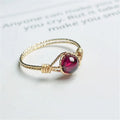 14K Gold Filled Natural Garnet Ring Gold Jewelry Handmade Knuckle Ring Mujer Boho Bague Femme Minimalism Boho Rings for Women