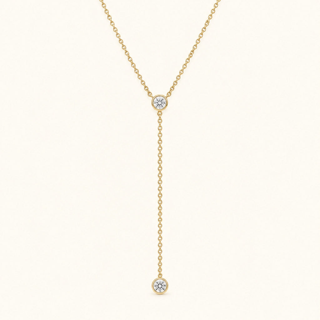 Gold Filled Bezel Lariat Necklace