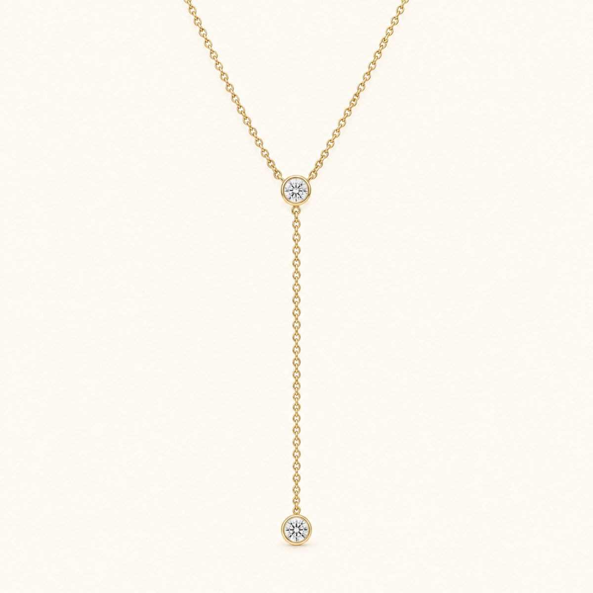 Gold Filled Bezel Lariat Necklace