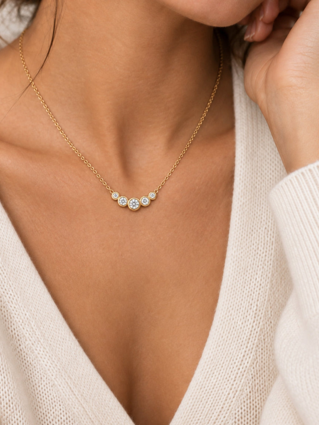 Heart Made of Gold 14K Gold-Filled Bezel Cluster Necklace