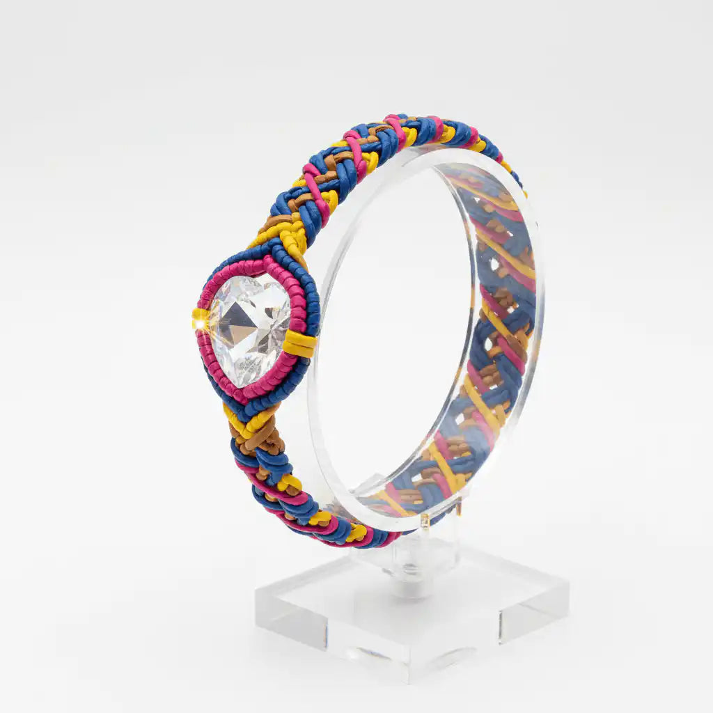 Macrame Tie-Dye Leather Crystal Bracelet