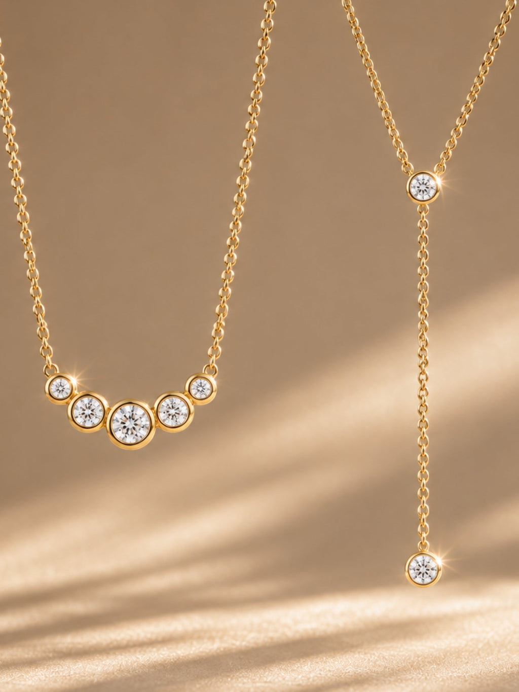 Gold Filled Bezel Lariat Necklace